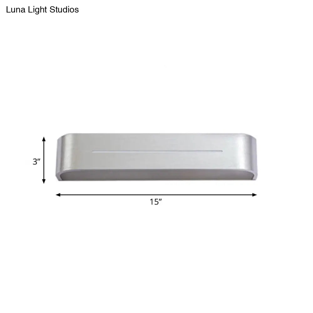 DecorBites™ 11"/15" Modern LED Wall Washer Light - Silver Rectangular Sconce Fixture with Aluminum Shade, Warm/White Light