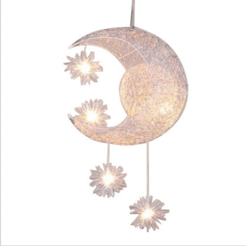 Plafonnier étoile lune en fil d'aluminium, pour restaurant, bar, chambre à coucher, éclairage chaleureux, lampes simples pour chambre d'enfants