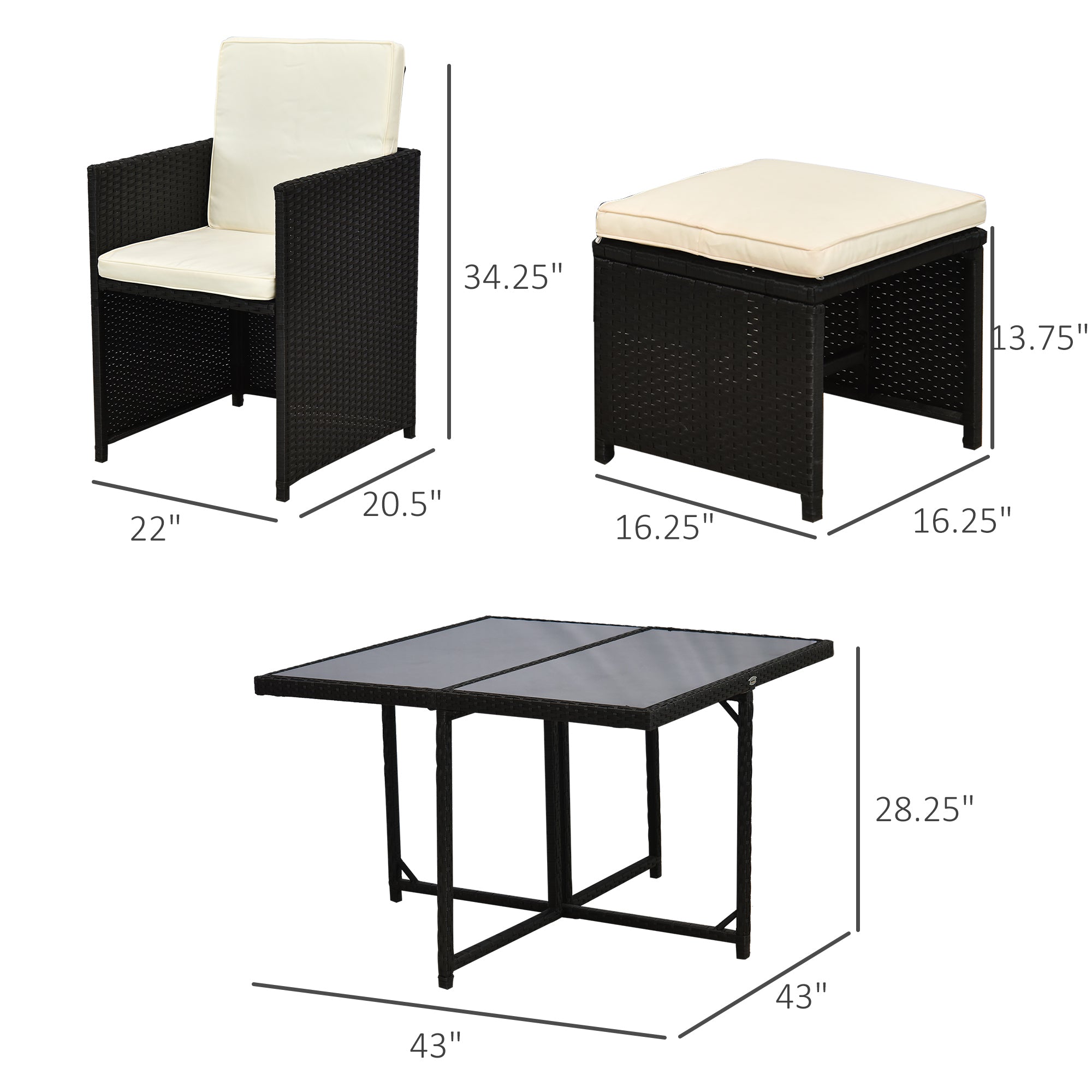 9 Pieces Outdoor Dining Set for 8