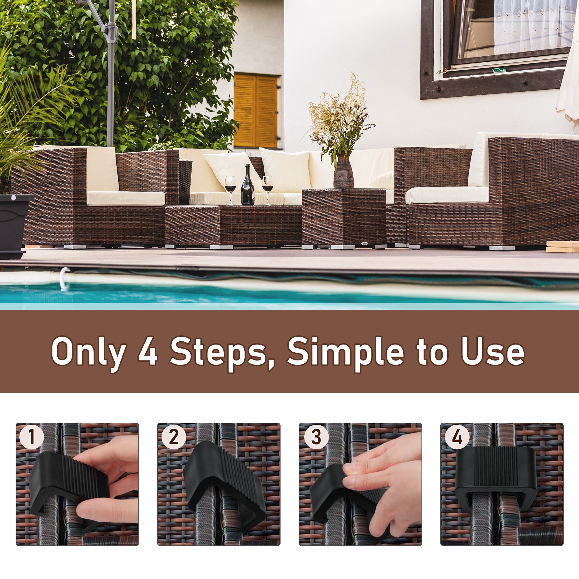 Furniture Clips, Outdoor Sectional Couch Connectors, Wicker Furniture/Chair Clamps for a Module Patio Sofa, Set of 10