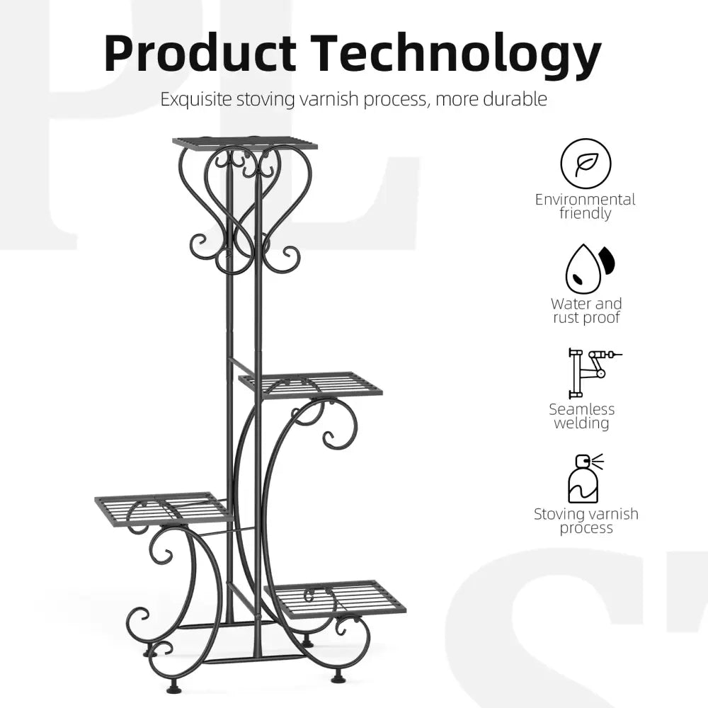 4-Tier Metal Plant Stand Indoor Outdoor