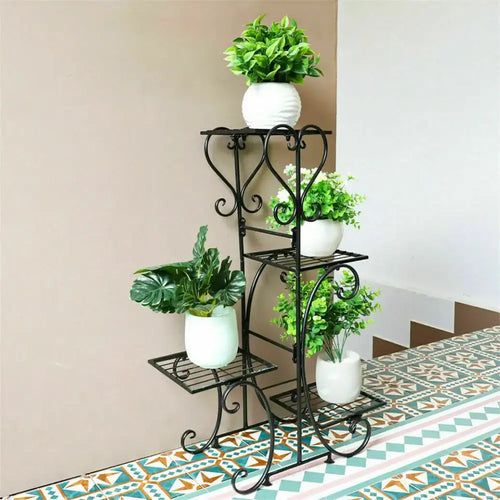 4-Tier Metal Plant Stand Indoor Outdoor