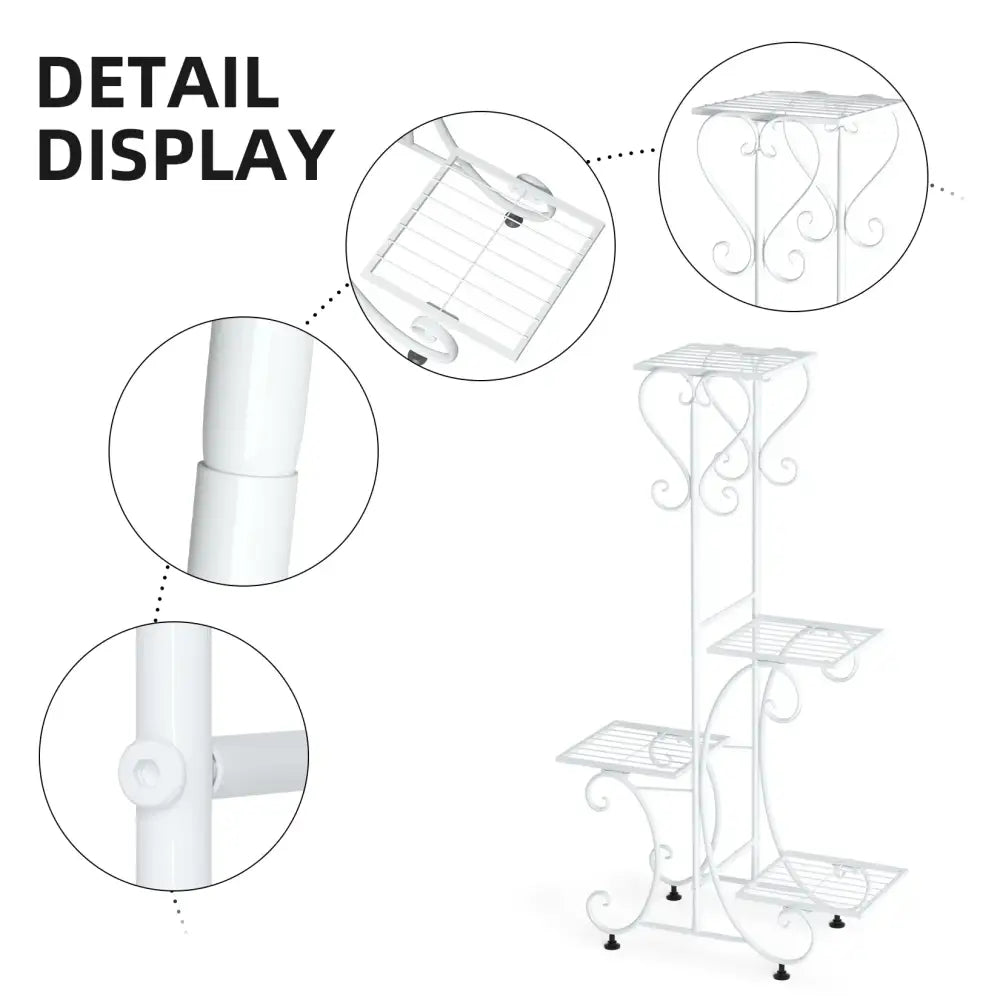 4-Tier Metal Plant Stand Indoor Outdoor