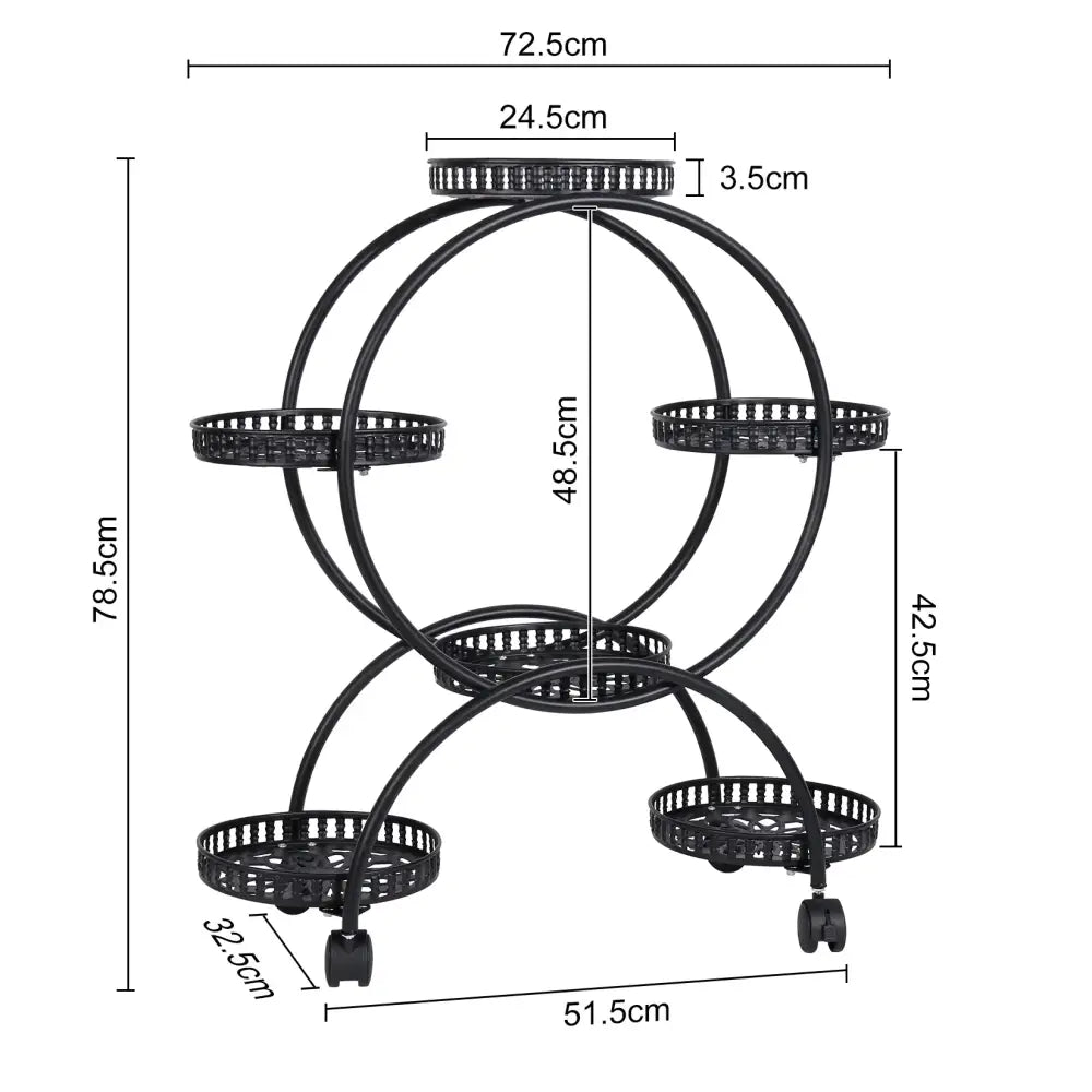 4-Wheel Plant Stand with Pots