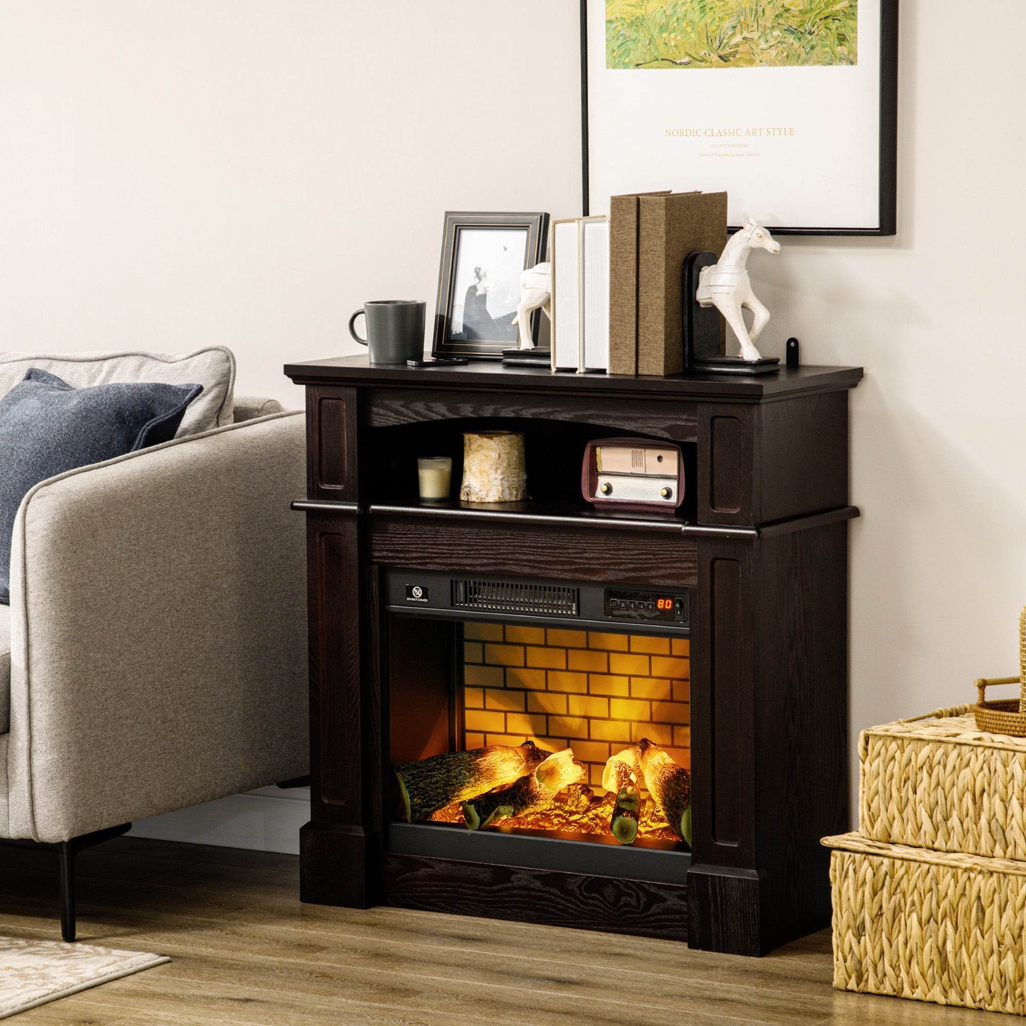 32" Electric Fireplace with Mantel