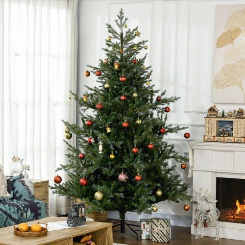 HOMCOM 7.5ft Artificial Christmas Tree Holiday Dcor With 1288 Branches, Auto Open, Steel Base, Wide Shape, Easy To Shape Branches