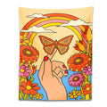 70s psychedelic butterfly rainbow tapestry bedroom wall art