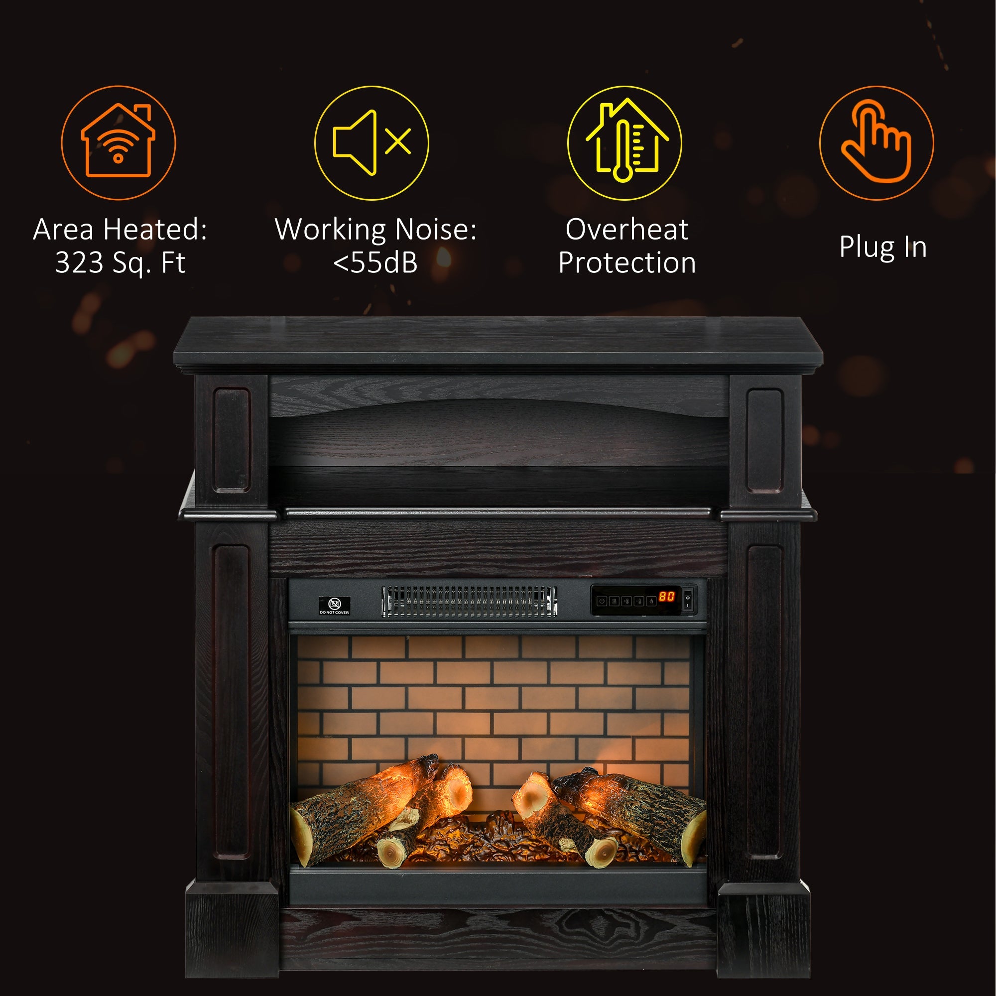 32" Electric Fireplace with Mantel