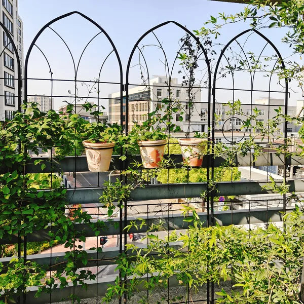 4 Pack Metal Garden Trellis 78.7" X 19.7" Rustproof Trellis For Climbing Plants Outdoor Flower Support Black