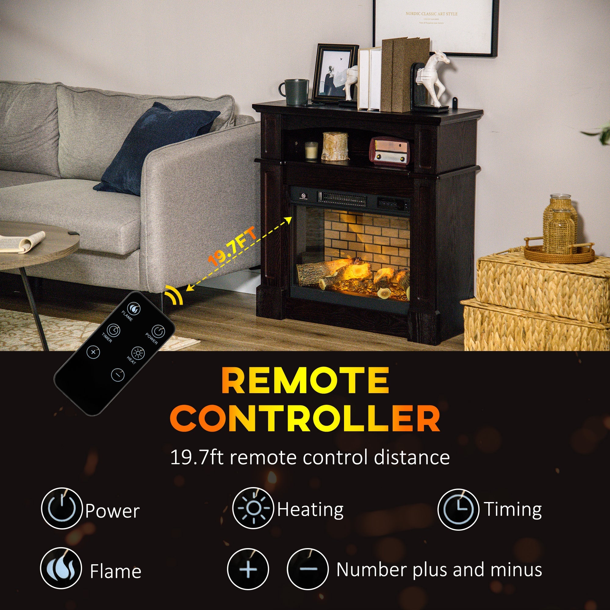 32" Electric Fireplace with Mantel