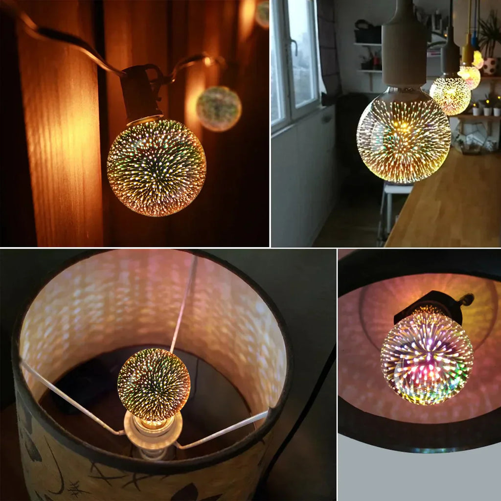 لمبة إضاءة ليلية على شكل نجوم DecorBites™ ثلاثية الأبعاد بتأثير الألعاب النارية لتزيين حفلات الأعياد