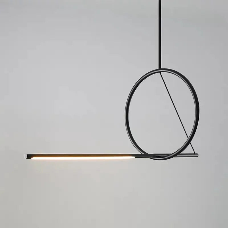 DecorBites™ Art Line LED Chandelier Black Iron Pendant Light for Dining Kitchen Bar
