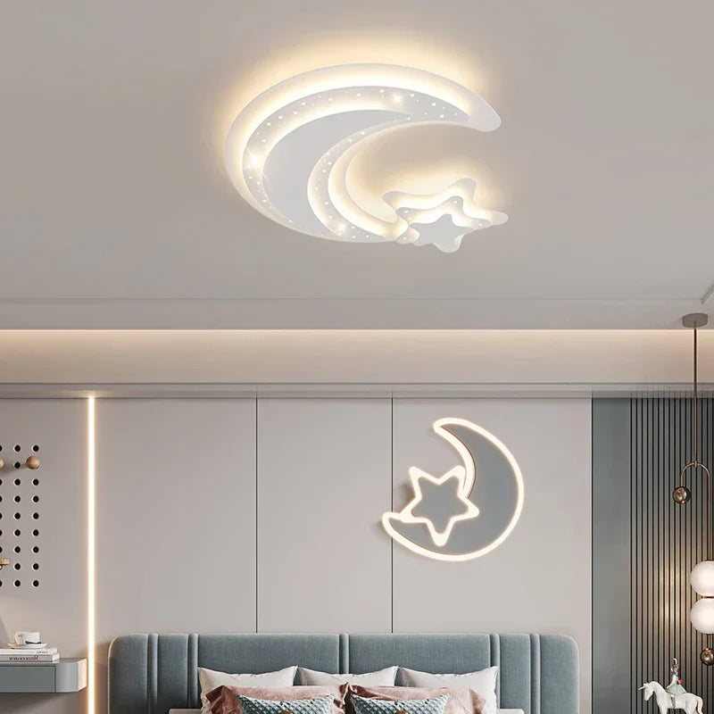 ثريا DecorBites™ LED لغرف الأطفال - مصباح سقف بتصميم النجوم والقمر لغرف النوم والحضانات