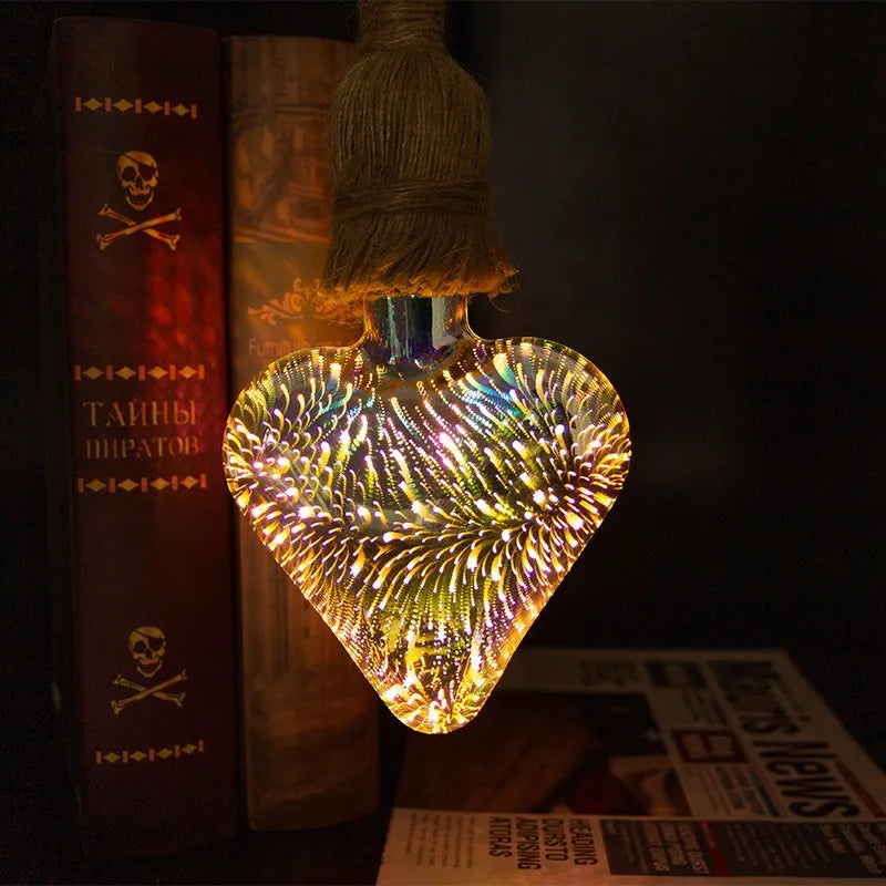 لمبة إضاءة ليلية على شكل نجوم DecorBites™ ثلاثية الأبعاد بتأثير الألعاب النارية لتزيين حفلات الأعياد
