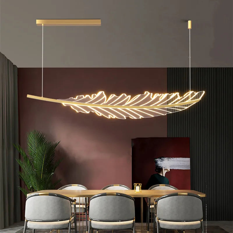 DecorBites™ ثريا الأوراق: تركيبات غرفة الطعام الاسكندنافية الذهبية LED