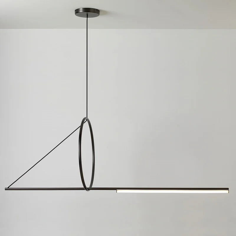 DecorBites™ Art Line LED Chandelier Black Iron Pendant Light for Dining Kitchen Bar