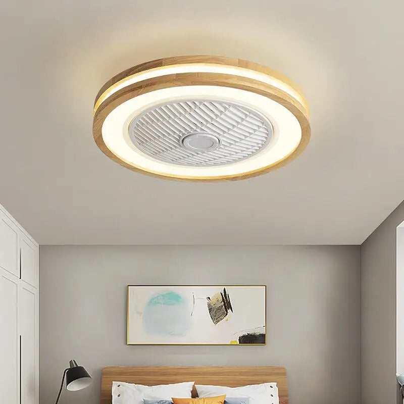 مروحة سقف خشبية DecorBites™ مقاس 20 بوصة مع جهاز تحكم عن بعد بالهاتف وإضاءة LED، تصميم عصري لغرفة المعيشة وغرفة النوم