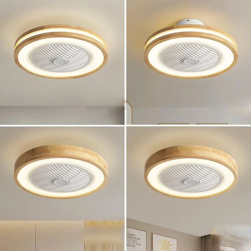مروحة سقف خشبية DecorBites™ مقاس 20 بوصة مع جهاز تحكم عن بعد بالهاتف وإضاءة LED، تصميم عصري لغرفة المعيشة وغرفة النوم