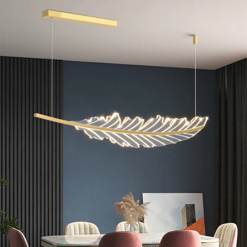 DecorBites™ ثريا الأوراق: تركيبات غرفة الطعام الاسكندنافية الذهبية LED