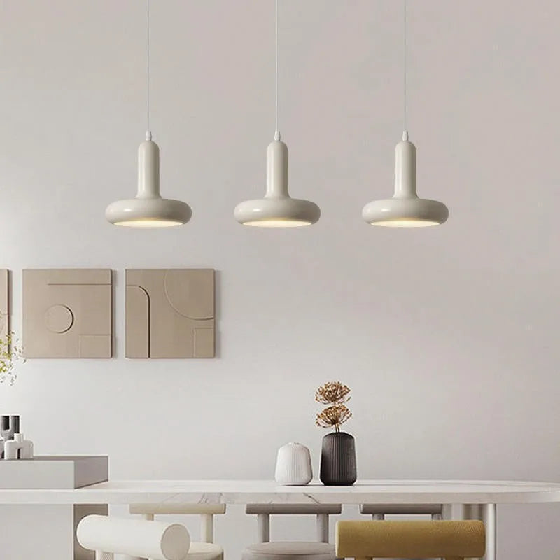 DecorBites™ Disc Shaped LED Pendant Light in Cream White Green for Bedroom Living Rooms