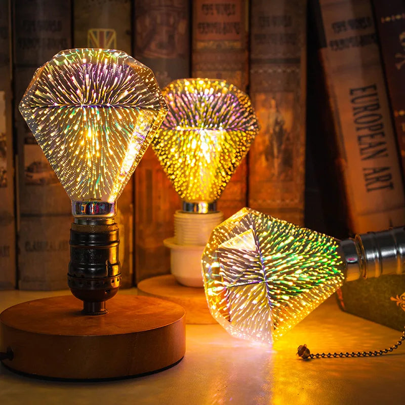 لمبة إضاءة ليلية على شكل نجوم DecorBites™ ثلاثية الأبعاد بتأثير الألعاب النارية لتزيين حفلات الأعياد