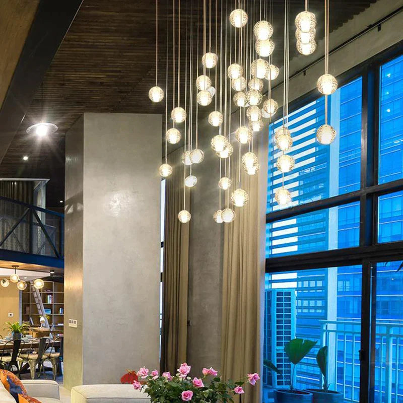 DecorBites™ Crystal LED Chandelier: Modern Luxury Pendant Lights for Staircase, Bedroom, and Living Room