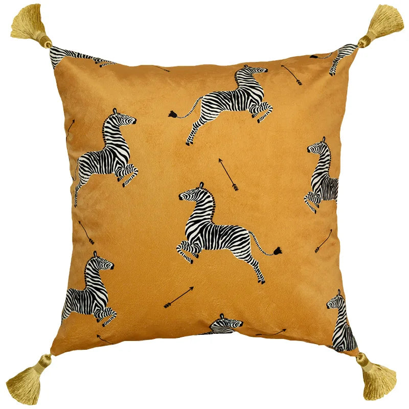 DecorBites™ Italian Retro Luxury Zebra Print Cushion Cover, 53x53cm