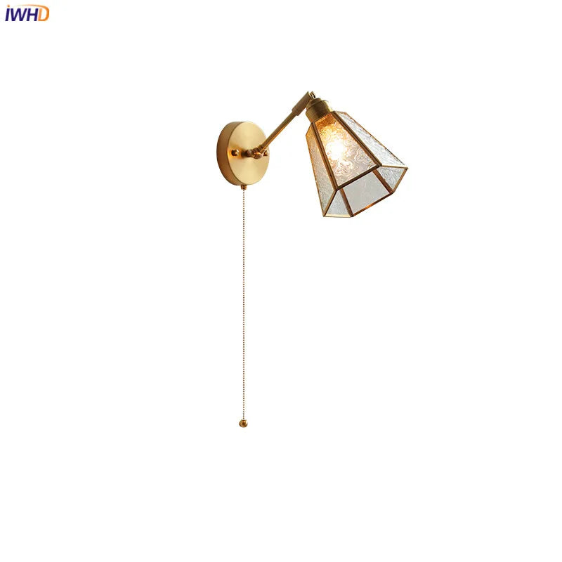أضواء حائط LED زجاجية خضراء DecorBites™ مع مفتاح سلسلة سحب، لمسة نهائية نحاسية