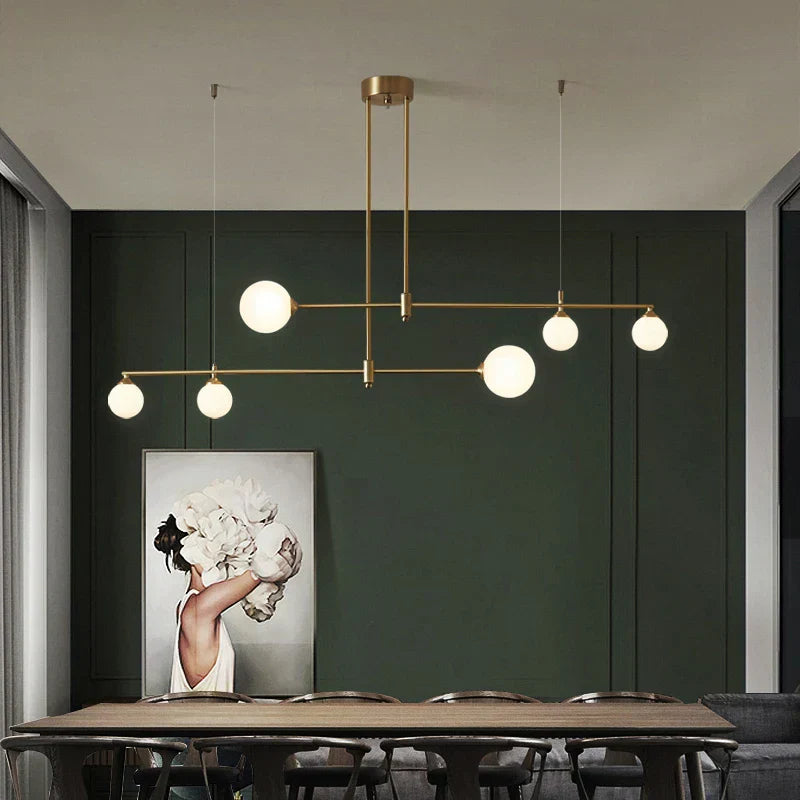 DecorBites™ Gold Copper Glass Ball Chandelier Pendant for Dining Room & Kitchen