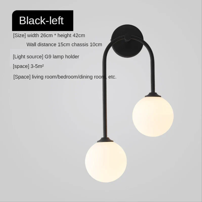 شمعدان جداري DecorBites™ ذهبي زجاجي كروي | إضاءة نورديك عصرية بجانب السرير لغرفة النوم