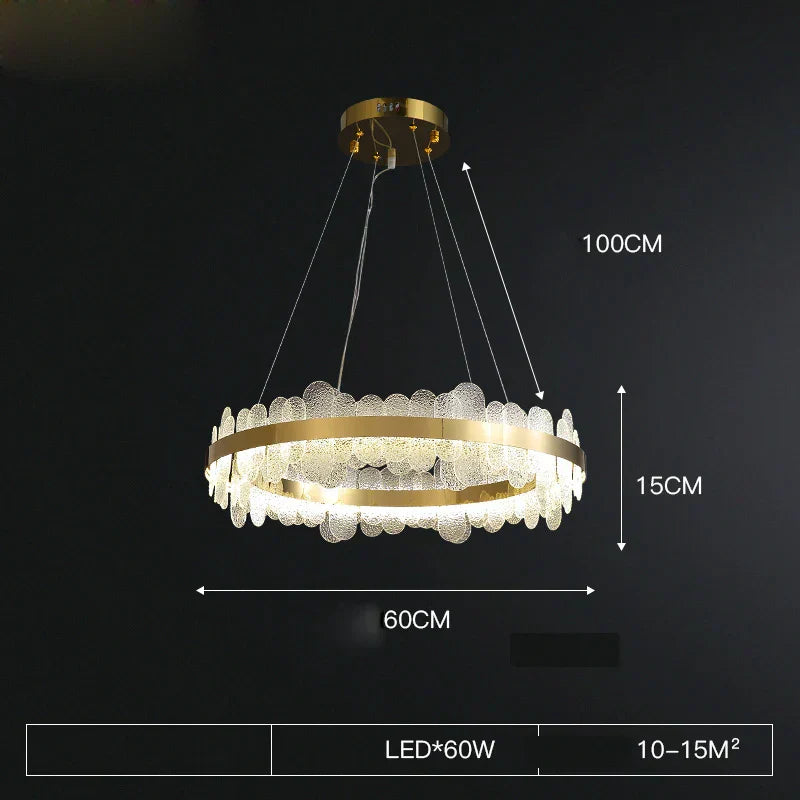 ثريا LED ذهبية بتصميم عصري من الفولاذ المقاوم للصدأ من DecorBites™ لغرفة الطعام
