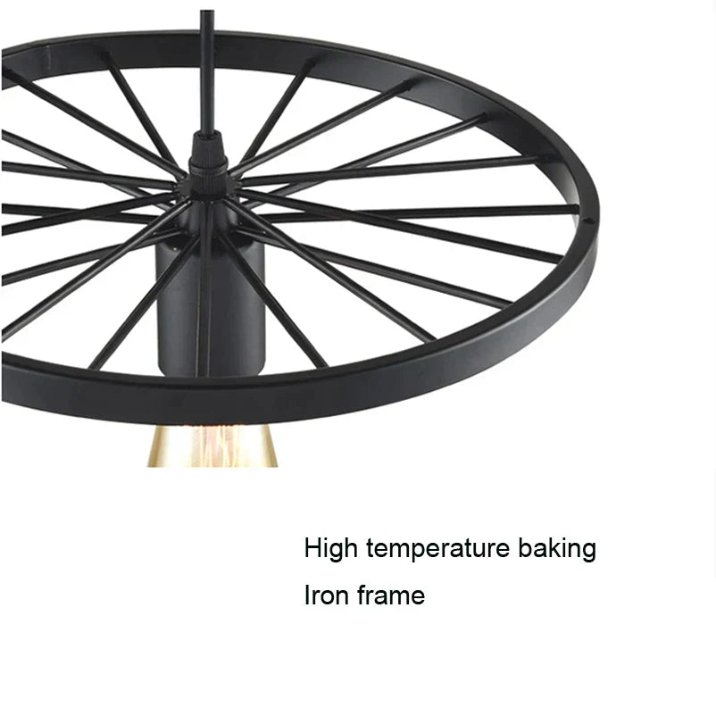 DecorBites™ Iron Wheel Chandelier | Retro Loft Industrial Pendant Light for Dining Room