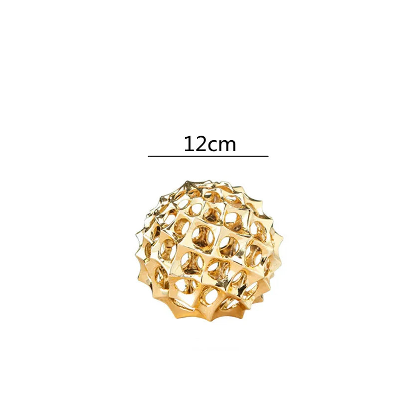 DecorBites™ Golden Metal Hollow Ball Spike Abstract Ornament Home Decor