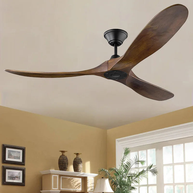 DecorBites™ 88" Large Wood Blade Ceiling Fan with Remote Control and DC Motor