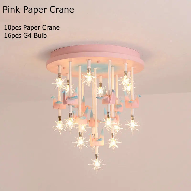 مصباح سقف بتصميم حصان ورقي من ريزن للأطفال من DecorBites™ - مصباح غرفة نوم LED أزرق وردي