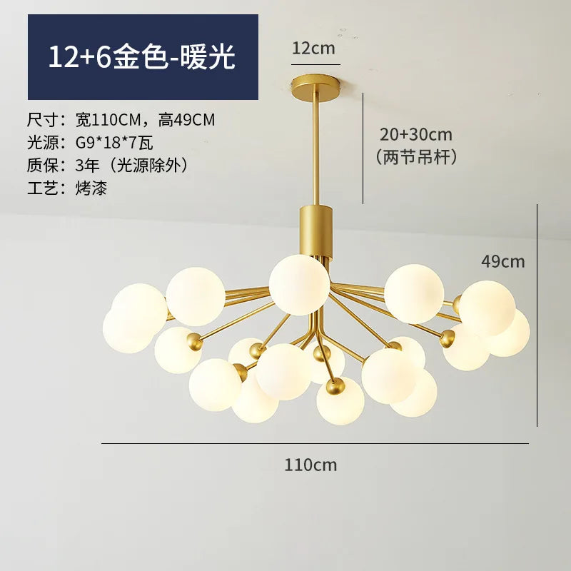 DecorBites™ ثريا كرة زجاجية ذهبية: إضاءة LED فاخرة لغرفة الطعام والمطبخ والمقهى