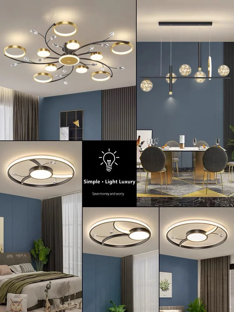 ثريا إضاءة LED من DecorBites™: إضاءة داخلية عصرية للمنزل بالكامل لغرفة النوم، غرفة المعيشة، وغرفة الطعام