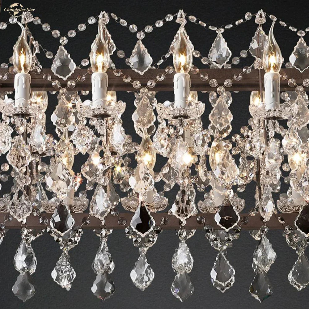 DecorBites™ Iron Crystal LED Chandelier: 19th Century Style Kitchen Pendant Light