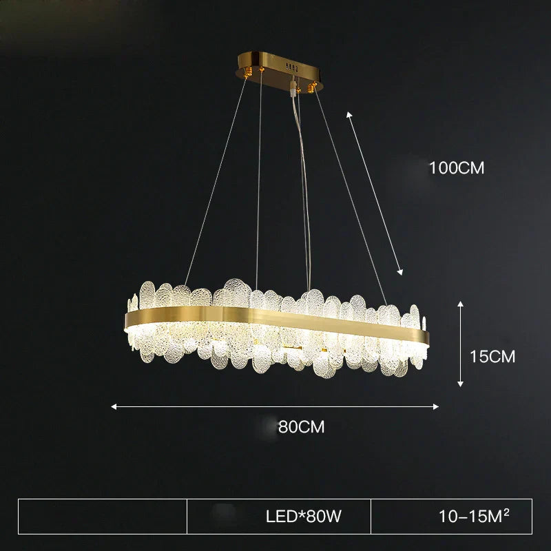 ثريا LED ذهبية بتصميم عصري من الفولاذ المقاوم للصدأ من DecorBites™ لغرفة الطعام