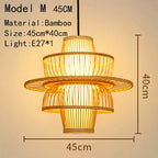 Handwoven Rattan Bamboo Pendant Light in Black