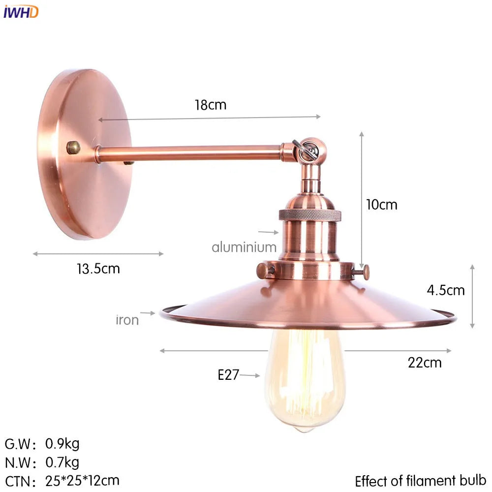 DecorBites™ Antique Gold Rustic LED Wall Light for Home Decor