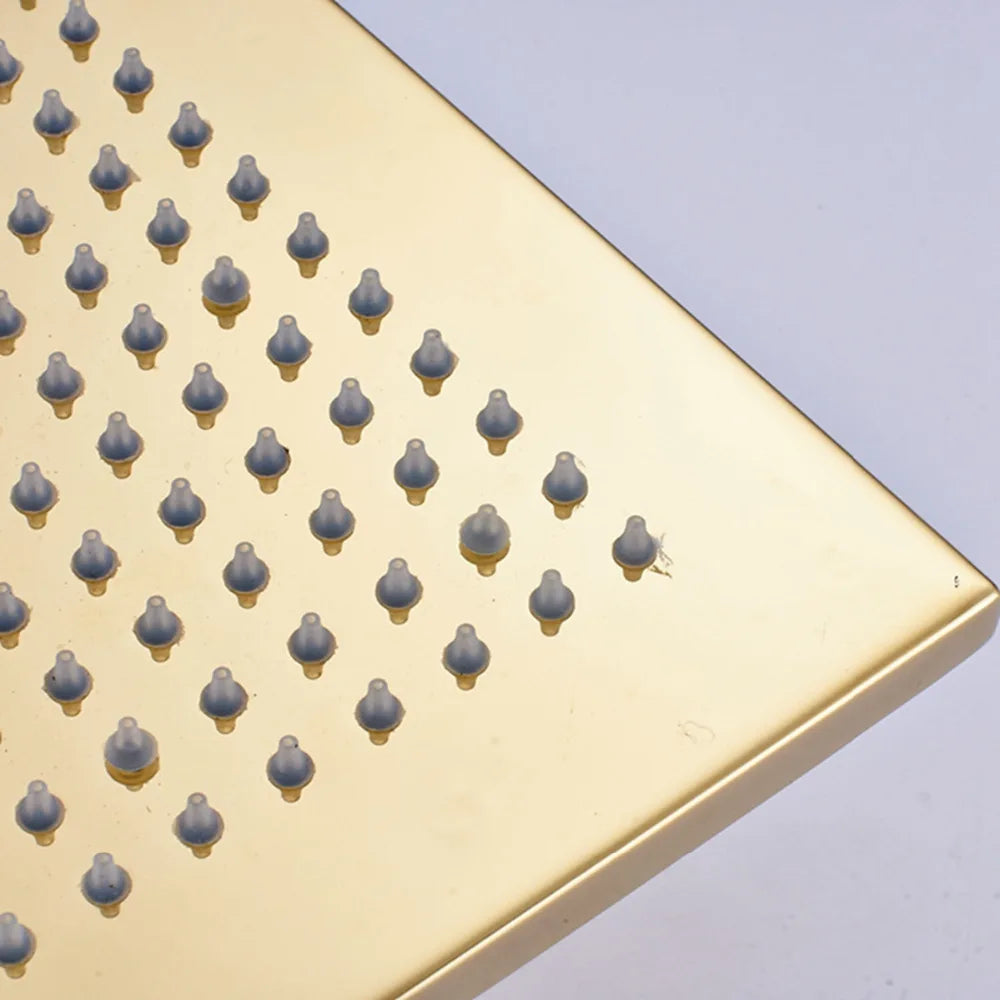 DecorBites™ Gold LED Square Rainfall Shower Head for Bathroom Faucet - Top Sprayer