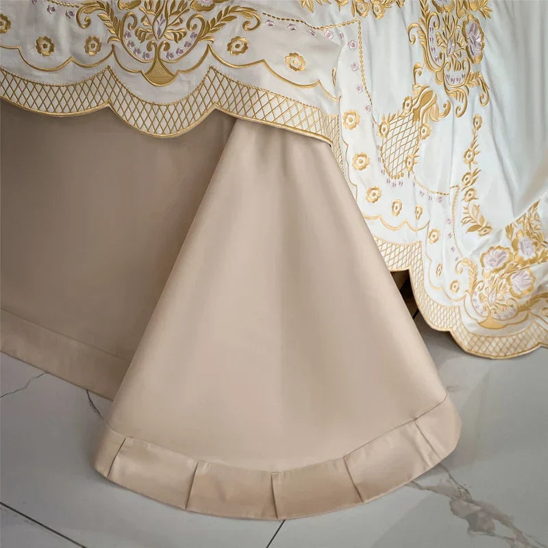 DecorBites™ 1000TC Egyptian Cotton Gold Embroidery 4Pcs Bedding Set - Luxe Chic Collection