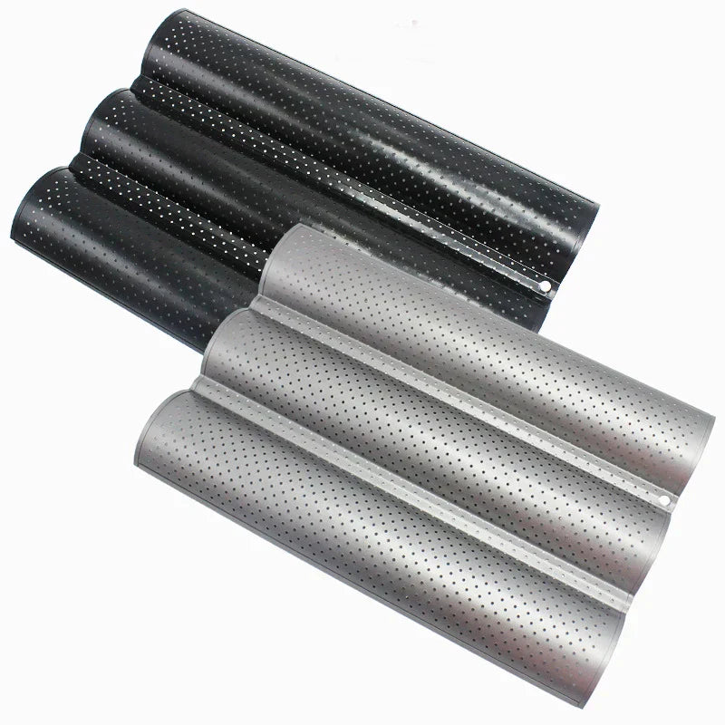 DecorBites™ Wave Bread Pan for Baking French Baguettes - 4 Groove Non-Stick Cake Tray
