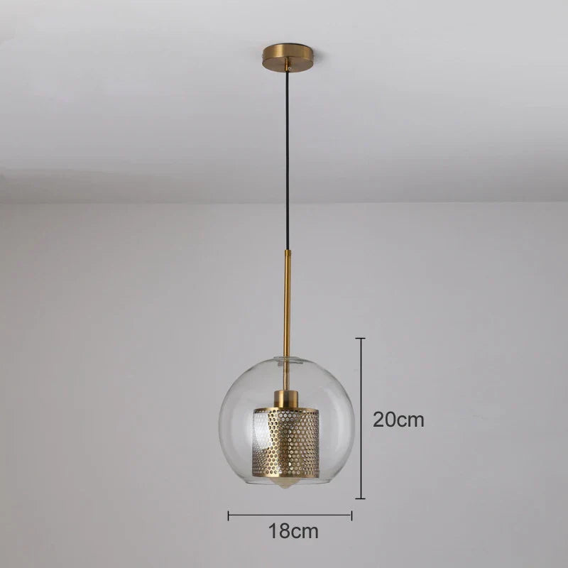 DecorBites™ Gold Mesh Glass Ball Pendant Light Industrial Kitchen Fixture