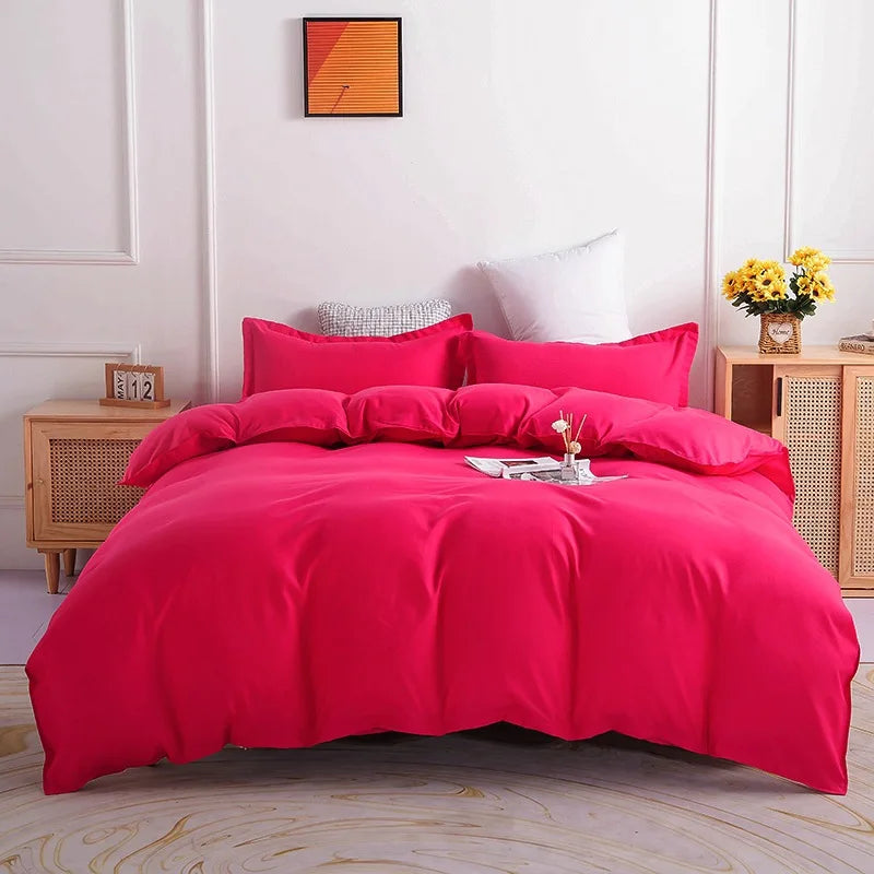 DecorBites™ Brushed Duvet Cover Set, Solid Orange Red, Luxury Hotel Bedding Set