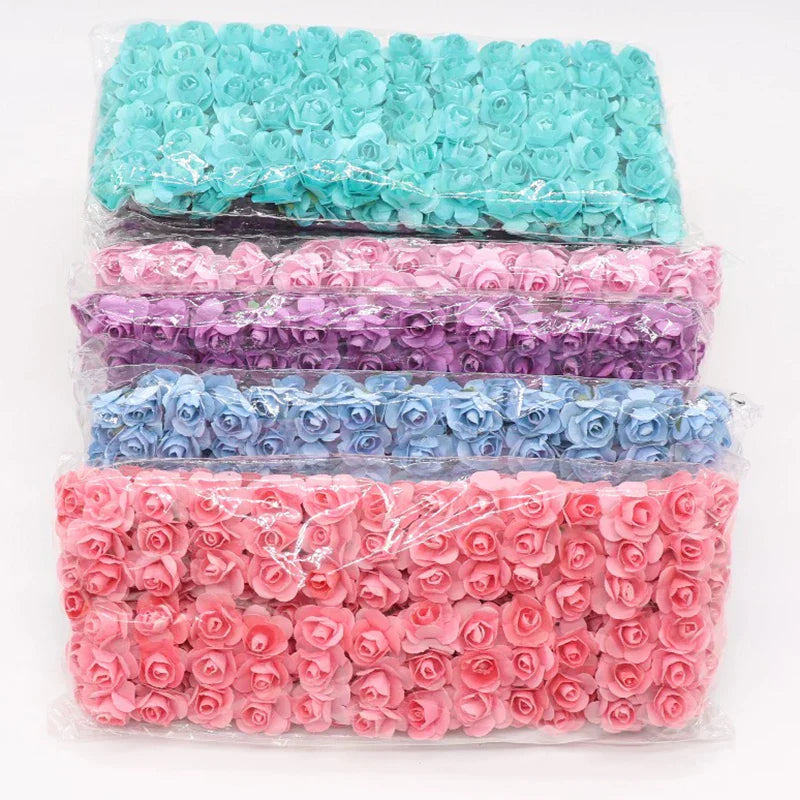 DecorBites™ 144pcs 2cm Artificial Paper Flowers for Wedding DIY Decoration