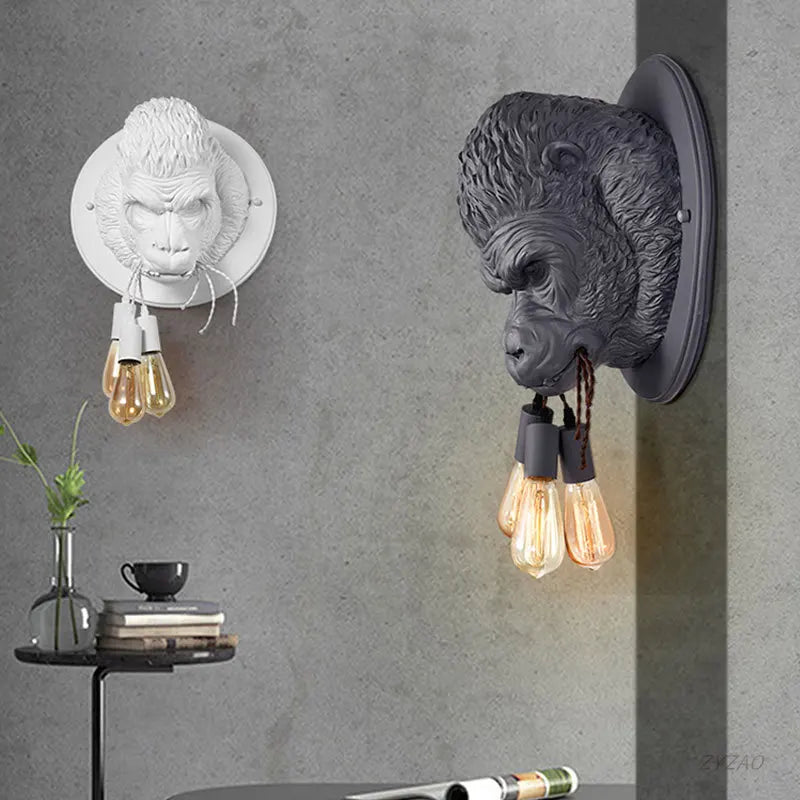 DecorBites™ Gorilla Resin Wall Sconce Retro Bedside Lamp Luminaire