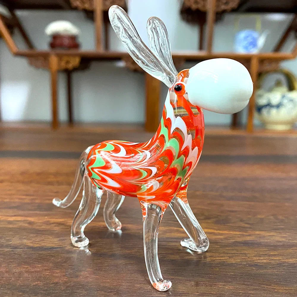 تمثال الحمار الزجاجي المنفوخ يدويًا من DecorBites™: ثقالة ورقية مصغرة عصرية وإكسسوار ديكور منزلي
