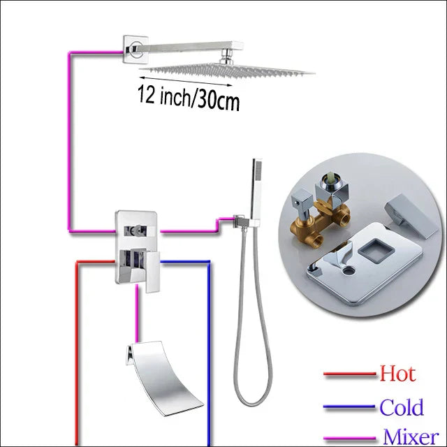 DecorBites™ 16" Big Rain Shower Faucet Set with Handshower & Brass Spout